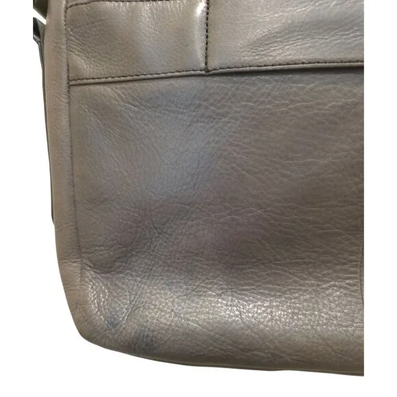 FOSSIL GREENVILLE Gray Leather Travel Courier Messenger Bag - Picture 7 of 11